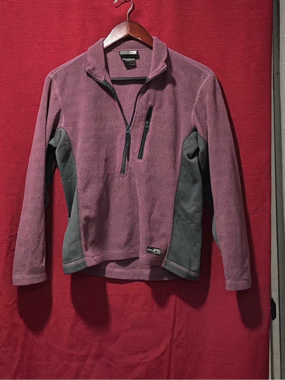 REI Mauve and Gray Half-Zip Fleece Utility Jacket